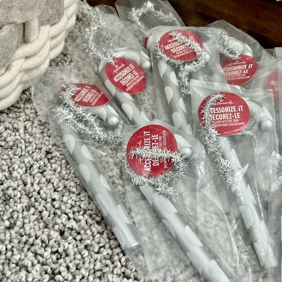 Hallmark 6” Silver Plastic Candy Cane Christmas Tree Ornaments / Gift Trim 15qty - Picture 2 of 11